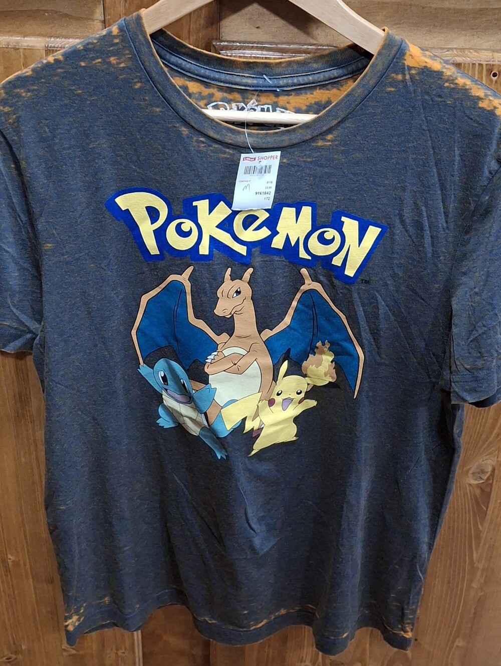 Pokemon Short Sleeve Tee in Charcoal with Orange Accebt Mens Size Medium NWT